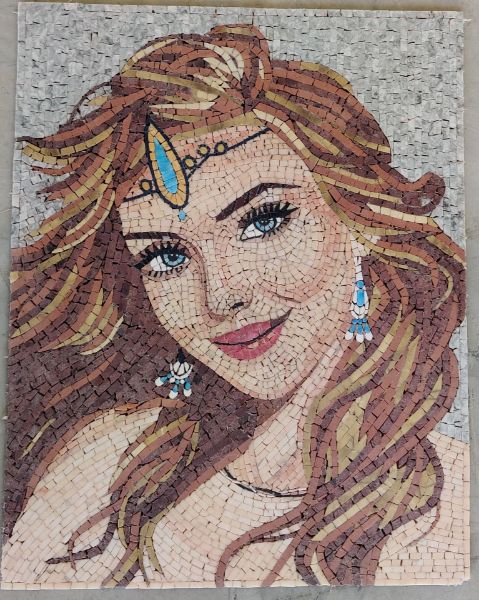 Picture of Girl portrait marble mosaic 1