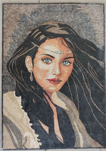 Picture of Girl portrait marble mosaic 5